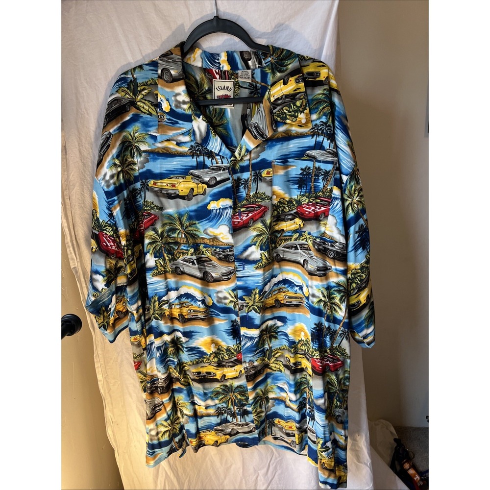 Men's 3XL Classic Cars‎ Print Collared Button Down Print Shirt